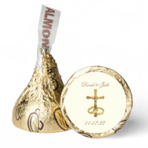 Elegant Guld Religiösa Katolska Bröllop Ringar