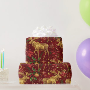 elegant guld renar röd god jul mönster presentpapper