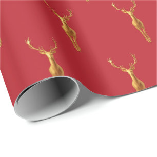 elegant guld renar röd god jul mönster presentpapper
