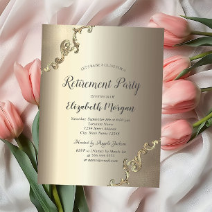 Elegant guld retro kant pensionering inbjudningar
