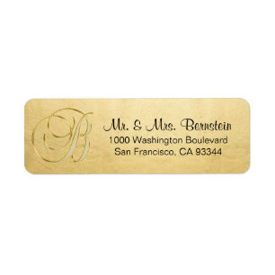 Elegant guld- returadress för Monogrambrev B Etikett