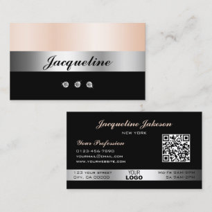 Elegant Guld Rhinestones Logotyp och QR-kod Visitkort