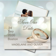 Elegant Guld Ringar Foto Bröllop spara datum