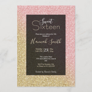 Elegant Guld & Ro Guld Glitter Sparkles-bild Inbjudningar