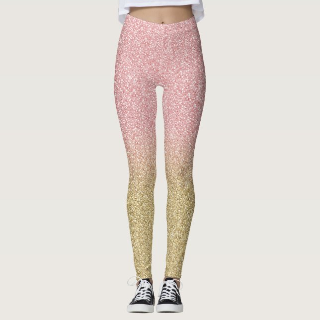 Elegant Guld & Ro Guld miniatyrbild av Glitter Leggings (Framsida)