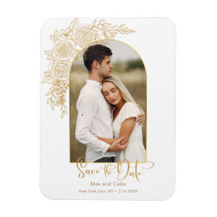 Elegant Guld Ro Hand plockade-fotot Spara datum Magnet