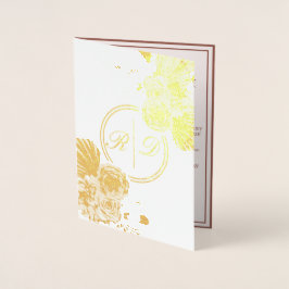 Elegant Guld Ro Monogram Bröllop Real Folierat Kort