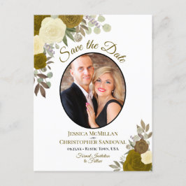 Elegant Guld Ro och Photo Bröllop spara datum Meddelande Vykort