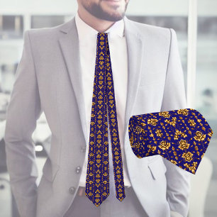 Elegant Guld ro på royal blue Slips