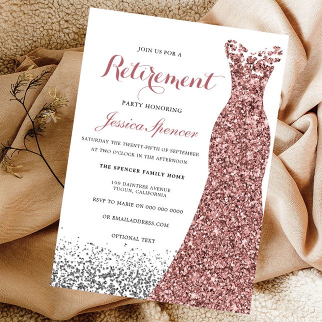 Elegant, Guld, Ro, Pension, Party vid Glitter Inbjudningar (Skapare uppladdad)