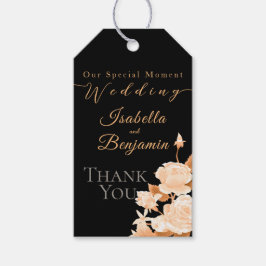 Elegant Guld Ro Svarta Bröllop Presentetikett