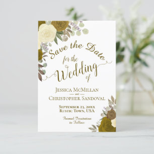 Elegant Guld Ro Watercolor Blommigt Boho Bröllop Spara Datumet