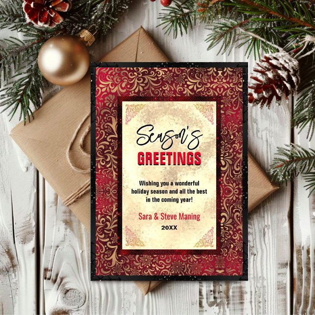 Elegant guld röd blommigt jul nytt år (Skapare uppladdad)