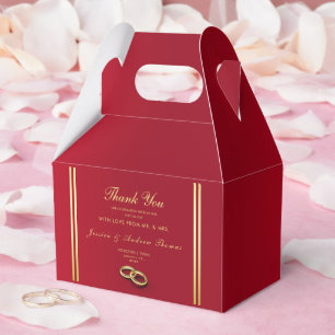 Elegant Guld & Röd, Bröllopsringar Bröllop Presentaskar