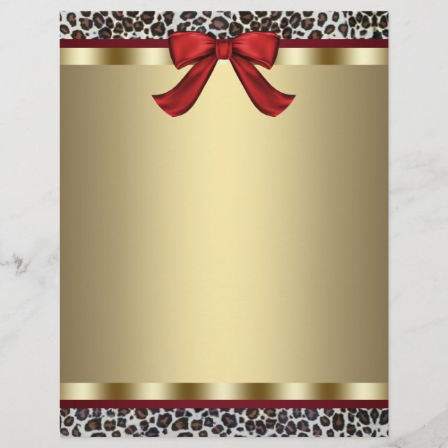Elegant guld röd leopard brevpapper (Framsida)