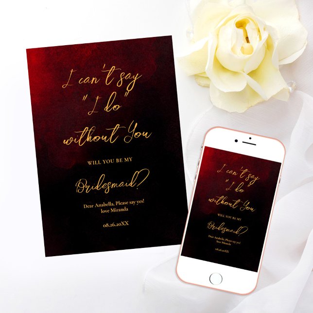 Elegant guld röd och svart brudtärna inbjudningar (Skapare uppladdad)