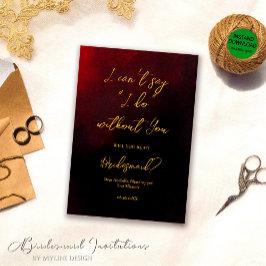 Elegant guld röd och svart brudtärna inbjudningar