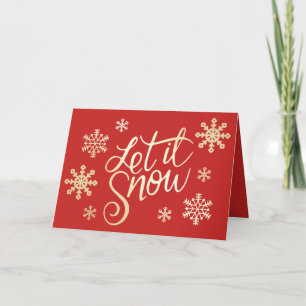 Elegant Guld Röda julen Låt det snöa Snöflingor Kort