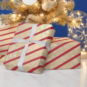 Elegant Guld Röda julen Snowflake Mönster Presentpapper