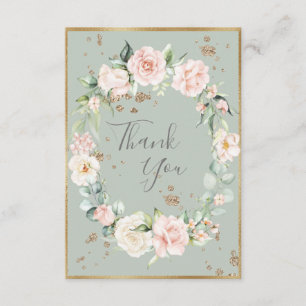 Elegant Guld Romantic Watercolor Blommigt Bröllop Tack Kort