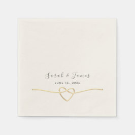 Elegant Guld Rope Heart Bröllop Pappersservett