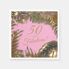 Elegant Guld Rosa 50 Fabulous Birthday Pappersservett