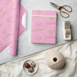 Elegant Guld Rosa 50 Fabulous Birthday Presentpapper