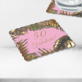 Elegant Guld Rosa 50 Fabulous Birthday Underlägg Papper