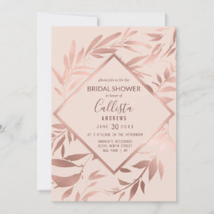 Elegant Guld Rosa Blommigt Löv Möhippa Ro Inbjudningar