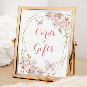 Elegant Guld Rosa Blommigt Quinceañera-kort och pr Poster