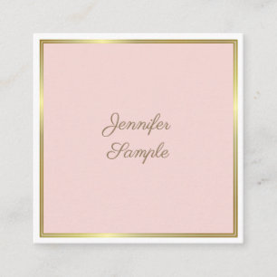 Elegant Guld Rosa Calligraphy-skript Luxury Fyrkantigt Visitkort