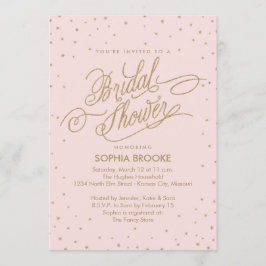 Elegant Guld & Rosa Confetti Star-Möhippa Inbjudningar