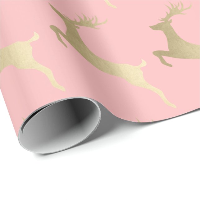 Elegant Guld Rosa Julpryder Mönster Presentpapper (Rullad Hörn)