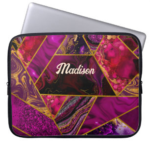 Elegant guld rosa lila glitter girly laptop fodral
