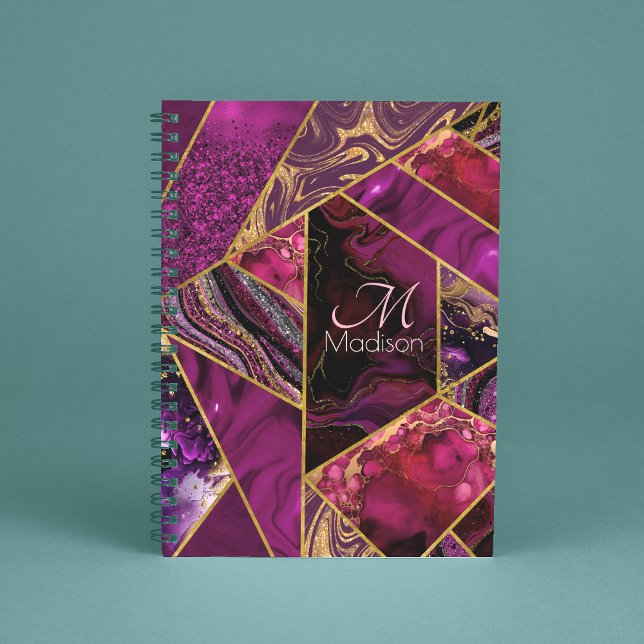 Elegant guld rosa lila glitter girly sketchbook anteckningsbok (Skapare uppladdad)