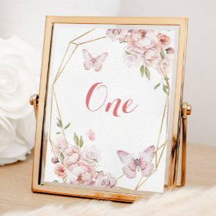 Elegant Guld Rosa Mis Quince för Geometric Blommig Bordsnummer