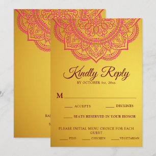 Elegant Guld Rosa paisley Indian Bröllop OSA