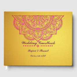 Elegant Guld Rosa Paisley Mandala Guest Bok