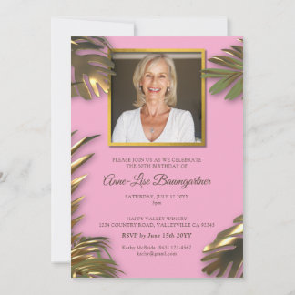 Elegant Guld Rosa Photo 50 Fabulous Birthday Inbjudningar