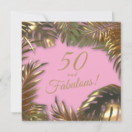 Elegant Guld Rosa Photo 50 Fabulous Birthday Inbjudningar