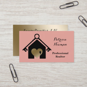 Elegant Guld Rosa Realtor Affärskort Visitkort