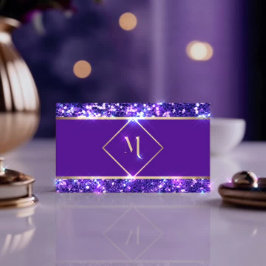 Elegant Guld & Royal Lila Glitter Modern Visitkort