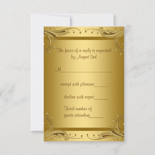 Elegant guld RSVP OSA Kort (Framsida)