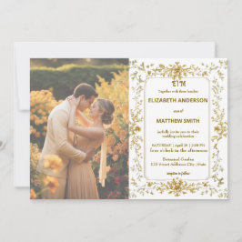 Elegant Guld Rustic Land Overlay-fotot bröllop Inbjudningar