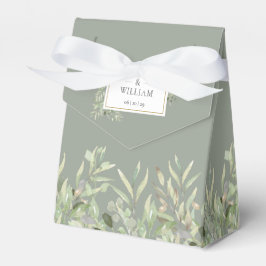 Elegant guld-sage grönska blad bröllop presentaskar