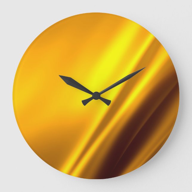 Elegant Guld Satin Faux Struktur utseende Stor Klocka (Framsida)