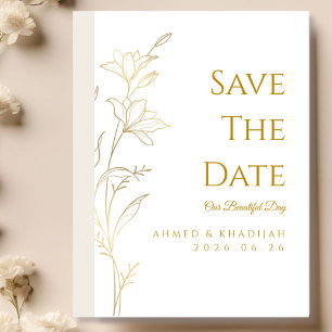Elegant Guld Save the Date Islamisk Bröllop Spara Datumet
