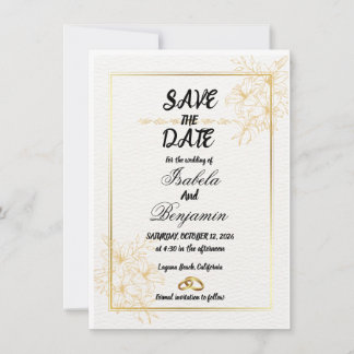 Elegant guld Save The Date-kort Inbjudningar