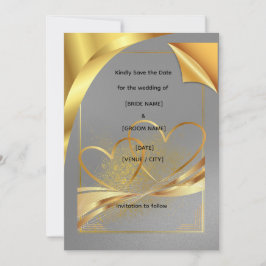 Elegant Guld Save the Date-kort | Lyxig Bröllop Inbjudningar