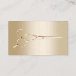 Elegant Guld Saxare Hair Stylist Visitkort
